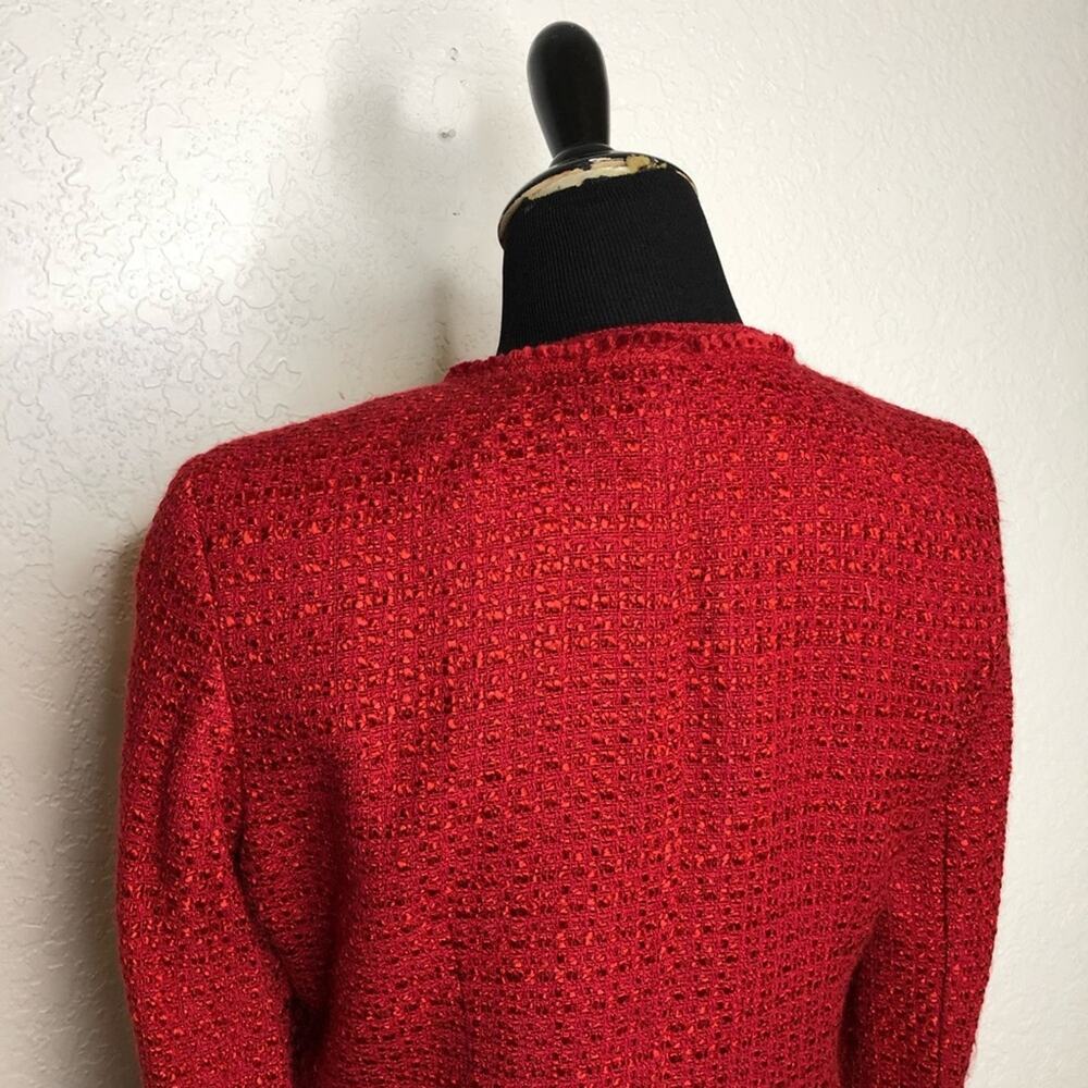 Pendleton red bouchle knit wool blend blazer size… - image 11